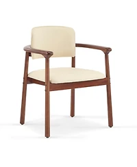 Flynama Set of 2 Pu Foam Dining Chairs, Dark Walnut Rubber Wood Frame 300lbs Weight Capacity