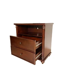 Streamdale Furniture Rustic Nightstand with Charging Station and 2 Drawers