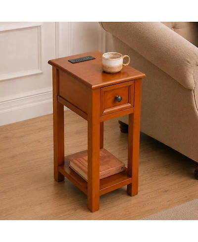 Streamdale Furniture Mission Wood End Table with Drawer and Shelf