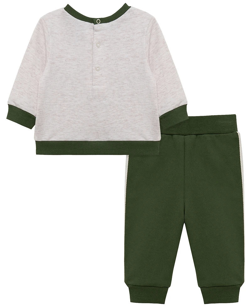 Little Me Baby Boy' Camp Friend's Active Crewneck Sweatshirt and Pants, 2-Piece Set