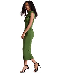 Kenneth Cole Women's Shoulder Pad Ruched Midi Dress