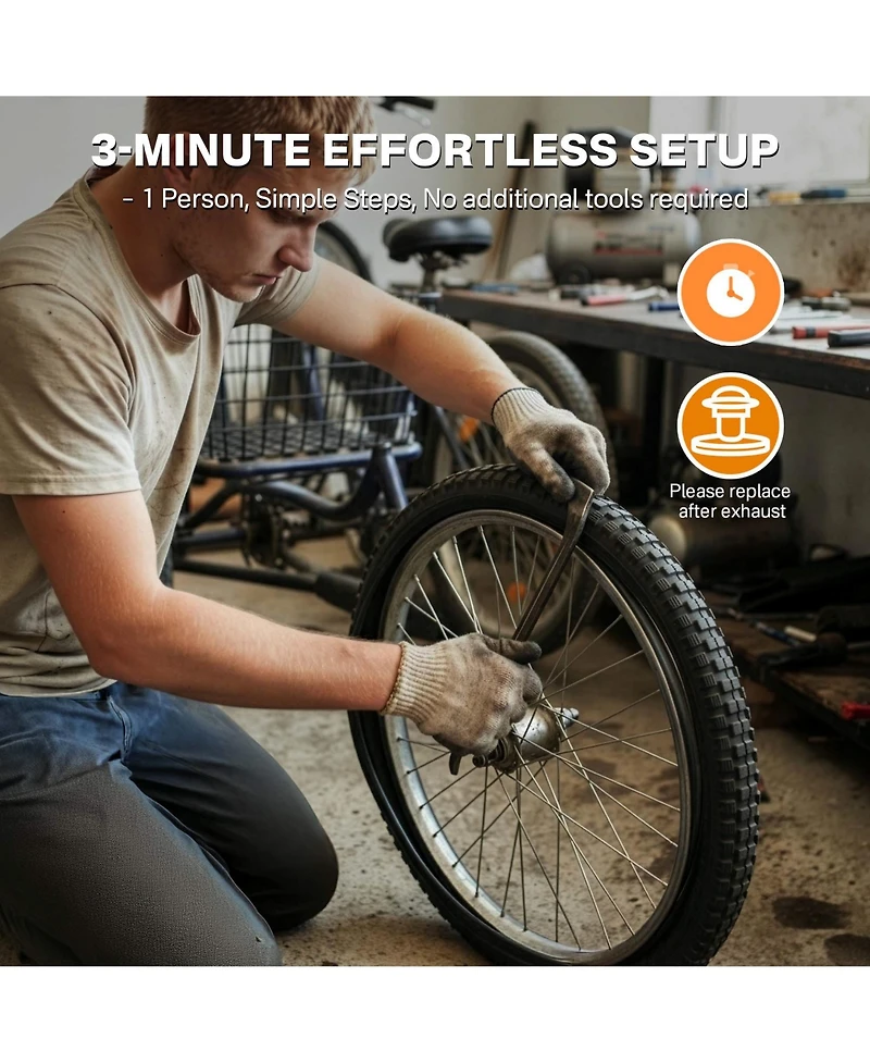 Yescom 20" x 2.4" Heavy-Duty Mountain Tread Tires and Tubes, 3-Piece Set, Ages 14+