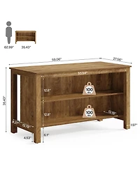 Tribesigns 59-Inch Home Bar Table Unit, 3-Tier Counter Height Pub with Storage Shelves, Cabinet