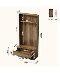 Tribesigns Hall Tree with Bench and Shoe Storage, Entryway Coat Rack with Shoe Bench and Drawer, 5 Hooks, Freestanding Hall Tree Organizer