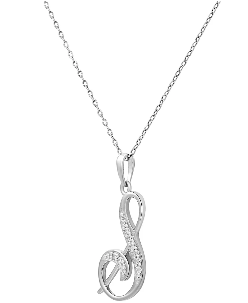 Diamond S Initial 18" Pendant Necklace (1/10 ct. t.w.) in Sterling Silver
