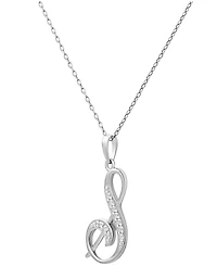 Diamond S Initial 18" Pendant Necklace (1/10 ct. t.w.) in Sterling Silver