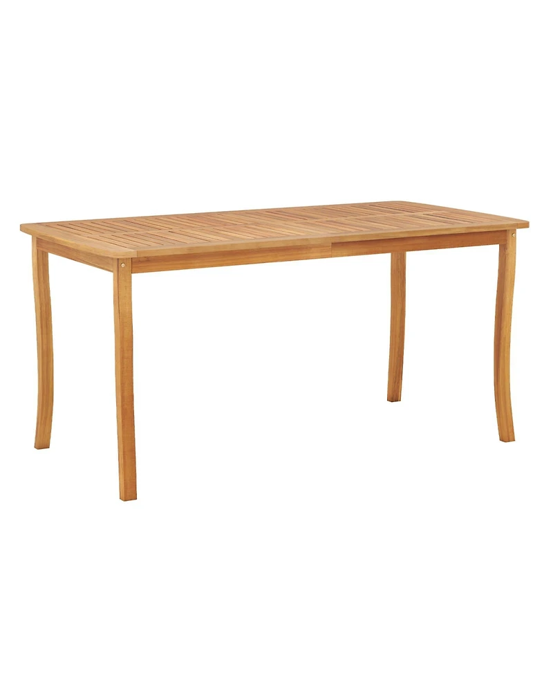 Mecale 63-Inch Farmhouse Acacia Outdoor Dining Table with Umbrella Hole
