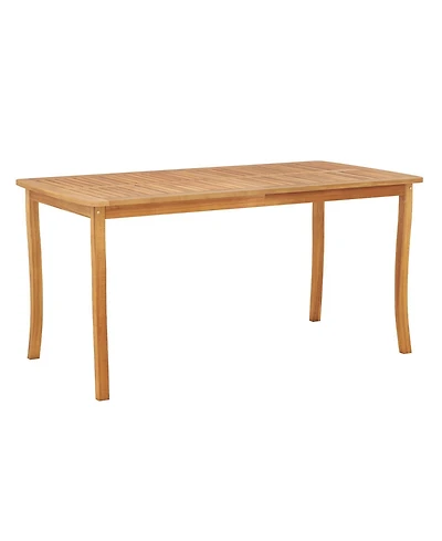 Mecale 63-Inch Farmhouse Acacia Outdoor Dining Table with Umbrella Hole