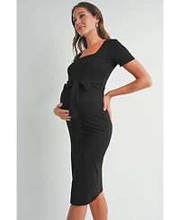 Hello Miz Maternity Square Neck Short-Sleeve Bodycon Dress