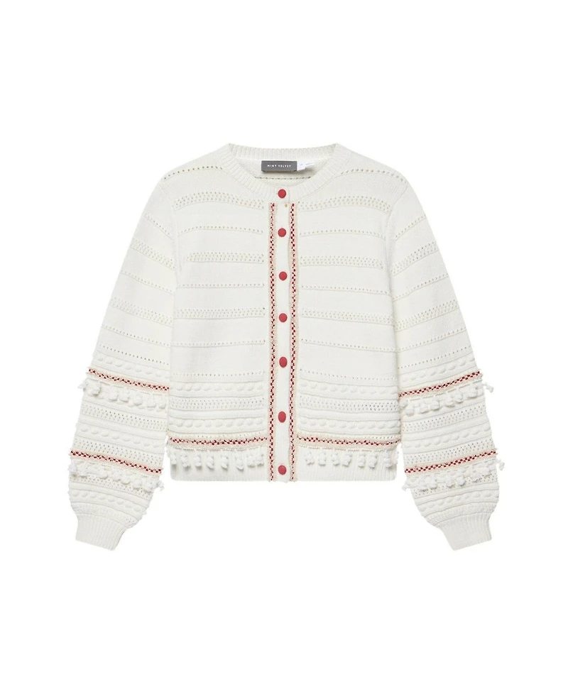 Mint Velvet Women's Cotton Blend Tassel Cardigan