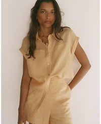 Mint Velvet Women's Linen Blend Sheer Panel Shirt