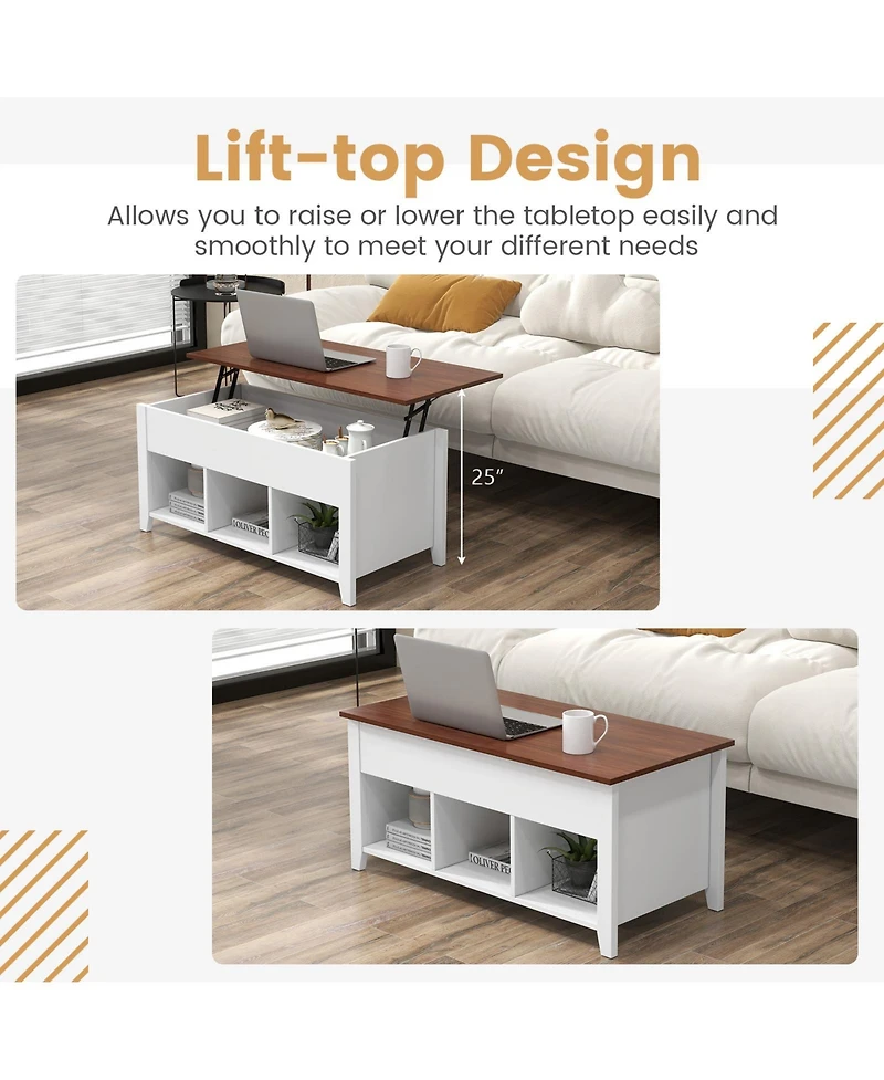 Gouun Lift Top Coffee Table with Hidden Storage Compartment