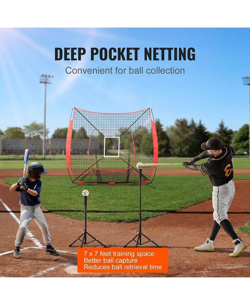 Hongge 7 x 7 ft Portable Baseball Softball Hitting Practice Net