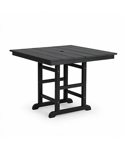 Boyel Living Hdpe Square Patio Dining Table 37.8 Inch All Weather Outdoor with Detachable 2-Panel Top