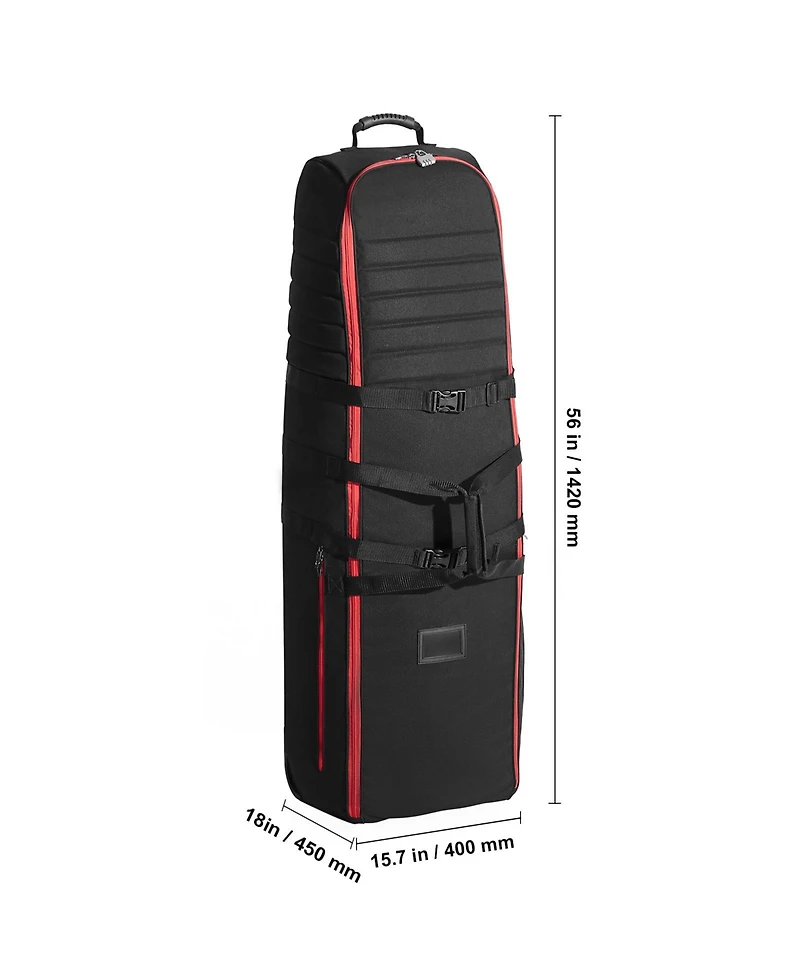 Hongge Padded Golf Travel Bag 1000D Nylon Soft-Sided Club Cover Case with Wheels for Air Travel
