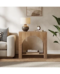 Tribesigns Farmhouse End Table with Pedestal Base