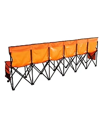 Hongge Vibrant 6 Seat Folding Team Bench 94.5 in with Backrest and Storage Pockets for Sports Events