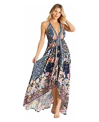 La Moda Clothing Women's Open Back Halter High-Low Maxi Dress