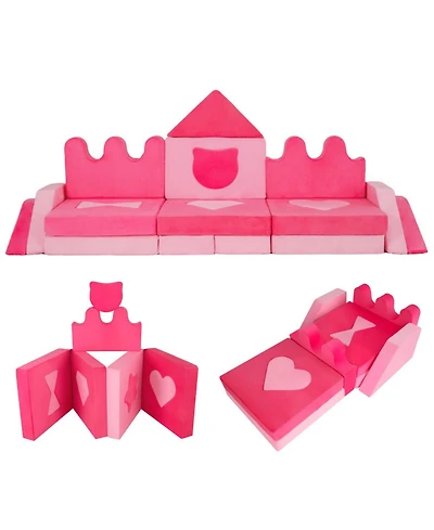 Hongge 14-Piece Modular Kids Play Couch with Washable Covers