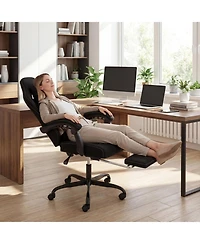 Sugift Height Adjustable Gaming Chair with Headrest and Retractable Footrest