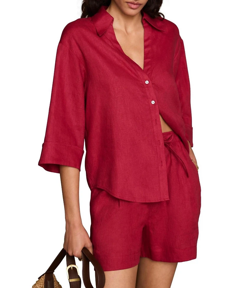 Mint Velvet Women's Linen Short Sleeve Resort Shirt