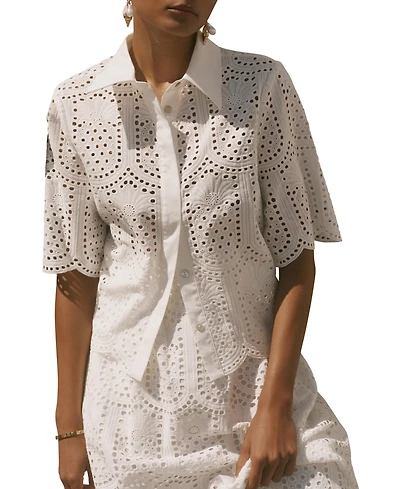 Mint Velvet Women's Cotton Broderie Shirt