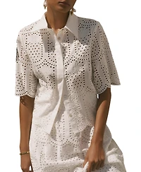 Mint Velvet Women's Cotton Broderie Shirt