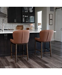 Maven Lane Gia Wingback Upholstered Kitchen Bar Stool with Back
