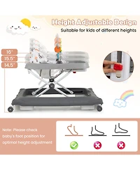 Slickblue Adjustable Height Foldable Baby Walker with Removable Seat for Infants