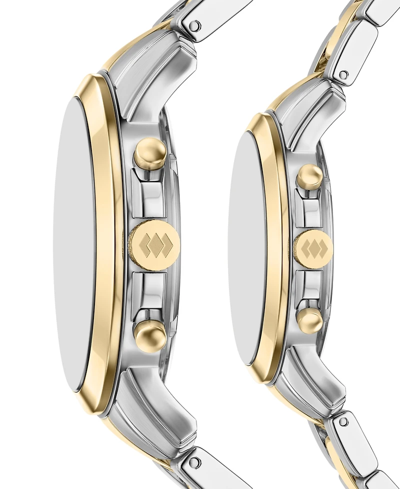 Fossil Unisex Grant Chronograph Silver Gold-Tone Stainless Steel Watch Set 44mm and 36mm
