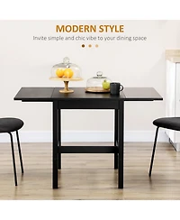 Homcom Foldable Dining Table Drop Leaf Table with Solid Wood Frame