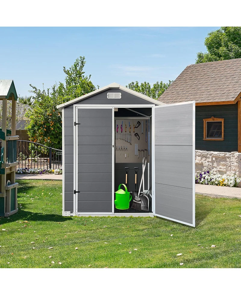 Streamdale Furniture 6x 4 Feet Plastic Outdoor Storage Shed with Lockable Door