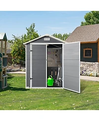 Streamdale Furniture 6x 4 Feet Plastic Outdoor Storage Shed with Lockable Door