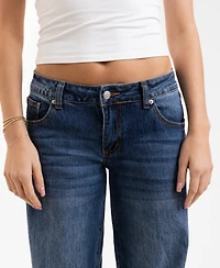 Em & Cass Juniors' Low-Rise Wide-Leg Denim Jeans