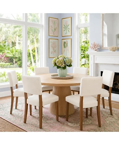 homfan Dining Chairs Set of Upholstered Fabric Armless Kitchen Side with Walnut Wood Legs Padded Seat and Back for Room Living