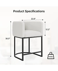 homfan Set of 4 Counter Height Bar Stools - Modern Upholstered Chairs with Back and Arms, Metal Frame for Kitchen Island or