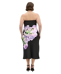 City Chic Plus Amari Floral-Print Strapless Slip Dress