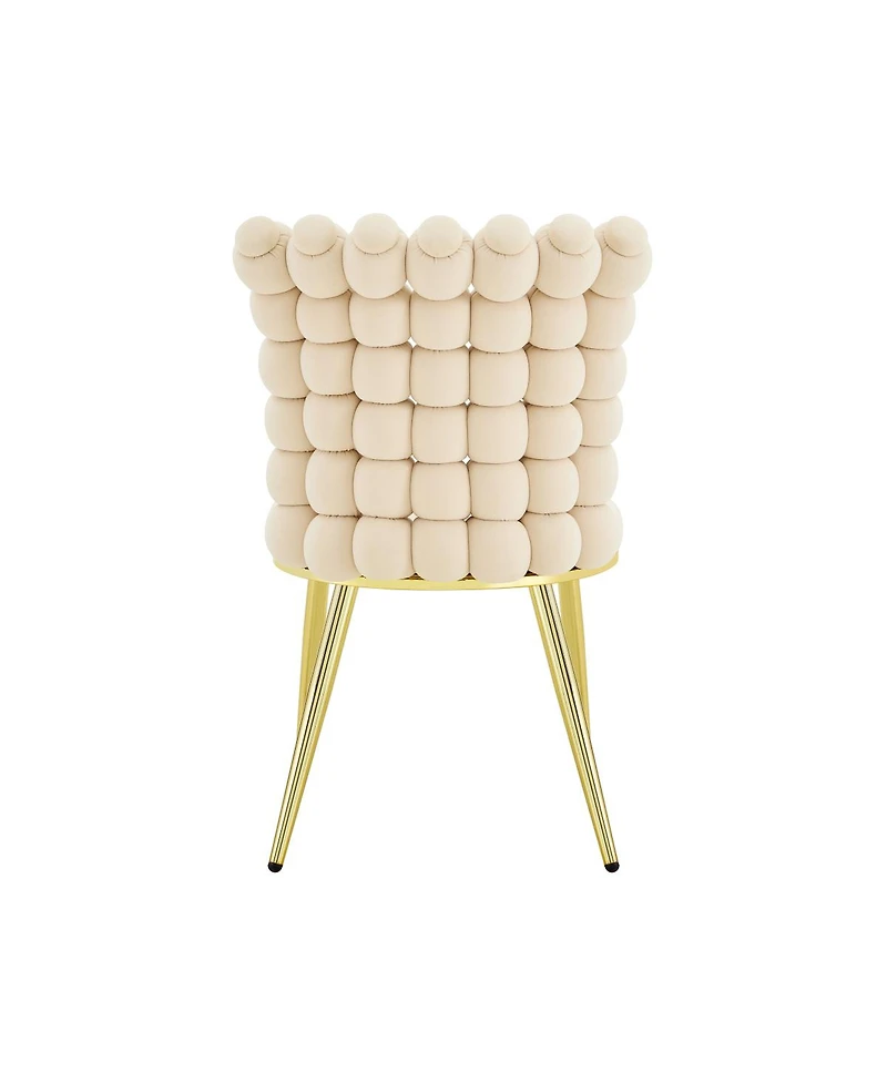 Streamdale Furniture Luxury Cream Bubble Tufted Swivel Chair with Metal Frame