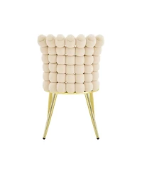 Streamdale Furniture Luxury Cream Bubble Tufted Swivel Chair with Metal Frame