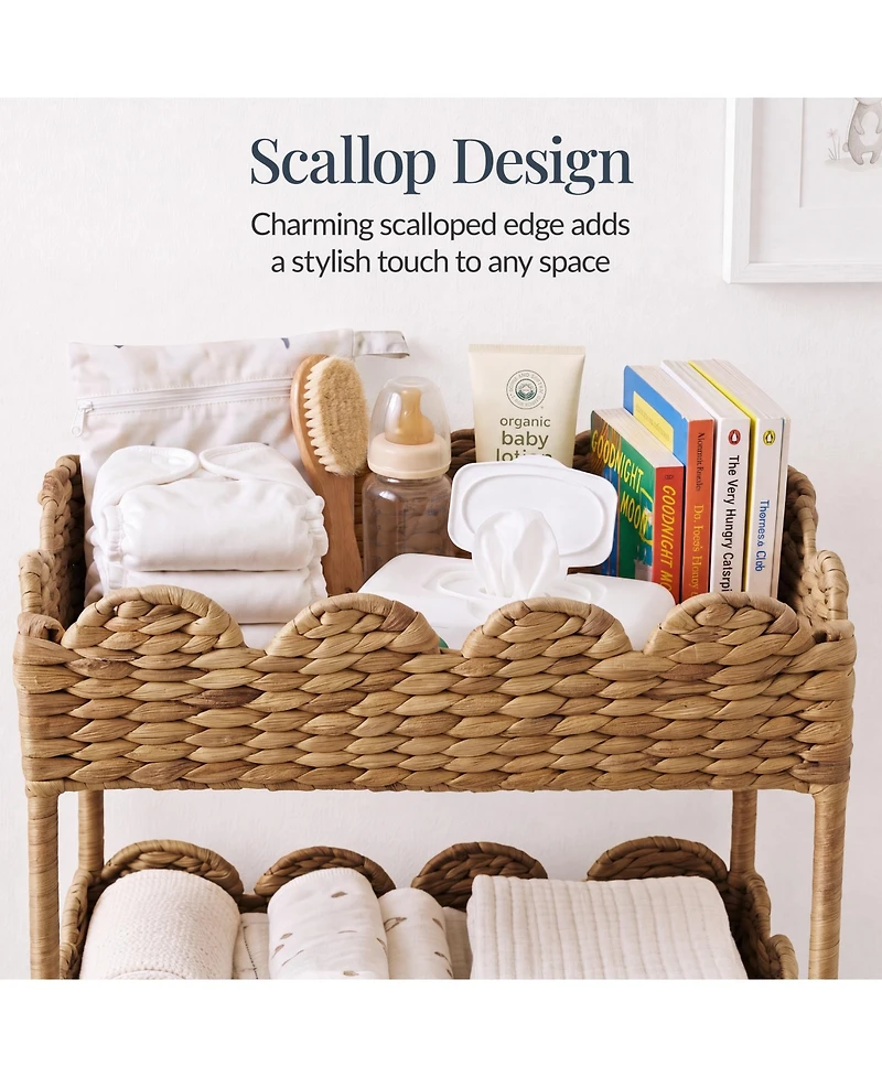 Best Choice Products 3-Tier Scalloped Rolling Nursery Caddy w/Wheels, Storage Utility Cart
