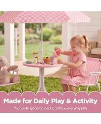 Best Choice Products Pocassy Kids Outdoor Table and Chair Set with Umbrella,3 Piece Foldable Toddler Picnic