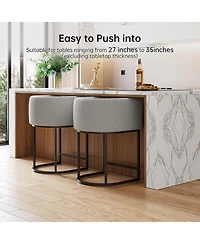 homfan Bar Stools Set of 2 – Modern Lambswool Upholstered Counter Height Chairs with Backrest and Arms, Sturdy Metal Frame for Kitchen Island
