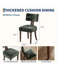 homfan Mid-Century Modern Dining Chairs Set of 2 Upholstered Style Inspired Chenille, Curved Backrest, Hardwood Frame, Farmhouse Accent