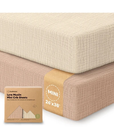 KeaBabies Lyra Muslin Mini Crib Sheets for Boys, Girls, 2-Pack Soft Organic Cotton Pack and Play Fitted