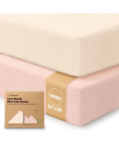 KeaBabies Lyra Muslin Mini Crib Sheets for Boys, Girls, 2-Pack Soft Organic Cotton Pack and Play Fitted