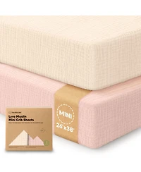 KeaBabies Lyra Muslin Mini Crib Sheets for Boys, Girls, 2-Pack Soft Organic Cotton Pack and Play Fitted