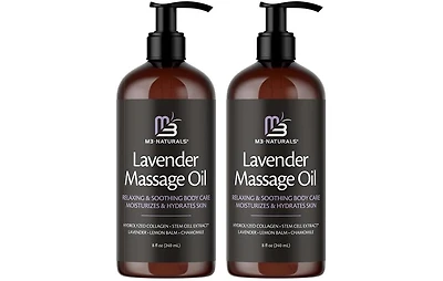 M3 Massage Oil with Collagen and Stem Cells | Body Massage Oil | 8 fl oz, Pack of 2