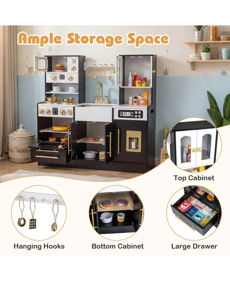 Sugift Ice Machine Wooden 14-Piece Kitchen Playset, Ages 3+