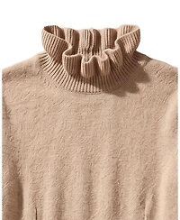 Hope & Henry Little Girls and Organic Mock Neck Ruffle Edge Sweater Dress