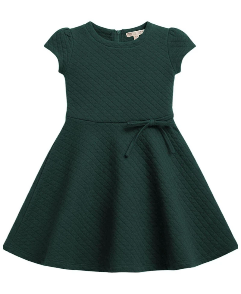 Hope & Henry Little Girls (6 - 12) Quilted Knit Short Sleeve Skater Dress
